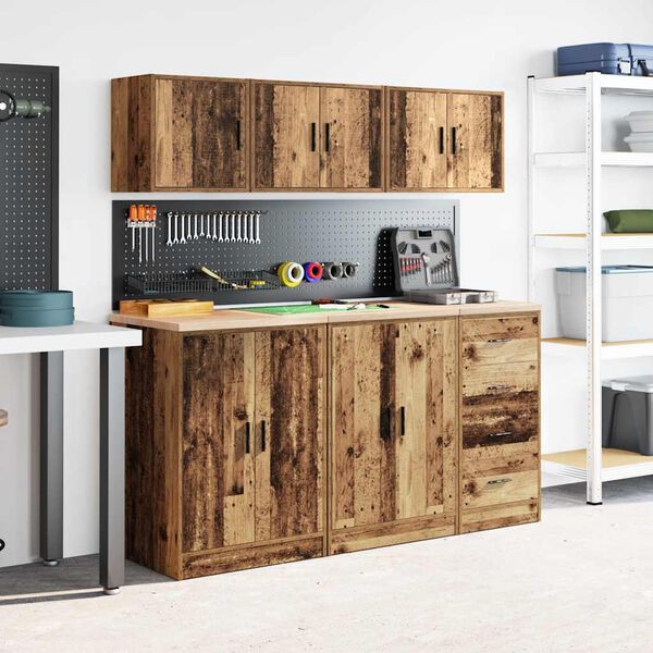 vidaXL Garažne stenske omare 2 kosa star les inženirski les