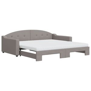 vidaXL Izvlečna dnevna postelja z vzmetnicami taupe 100x200 cm blago