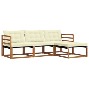 vidaXL Zunanja garnitura za sedenje z blazino 4 pcs Naravna in smetana
