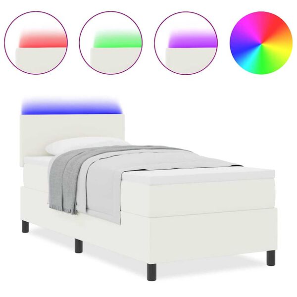 vidaXL Postelja z vzmetnico Krema in bela 203 x 100 x 88 cm