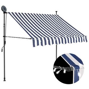 vidaXL Ročno zložljiva tenda z LED lučkami 150 cm modra in bela