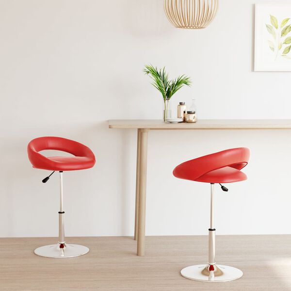 vidaXL Vrtljivi jedilni stoli 2 kosa rdeče umetno usnje