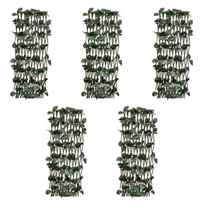 vidaXL Mrežasta ograja iz vrbe 5 kosov z umetnimi listi 180x90 cm