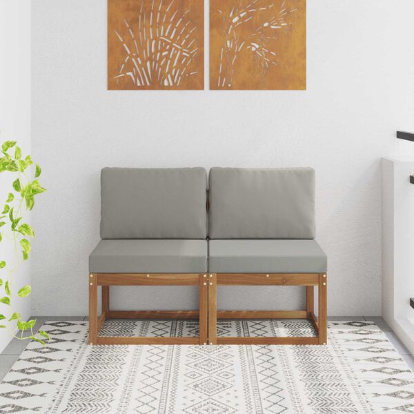 vidaXL 2 Kos Srednji zunanji kavč Masiven les akacije Naravna