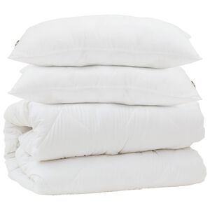 vidaXL Odeja z blazino 3 pcs Bela Mikrofibra