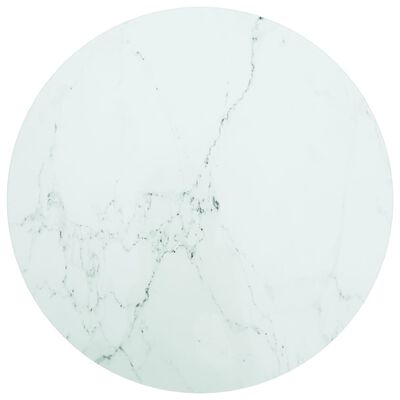 vidaXL Mizna plošča bela Ø60x0,8 cm kaljeno steklo z marmorjem