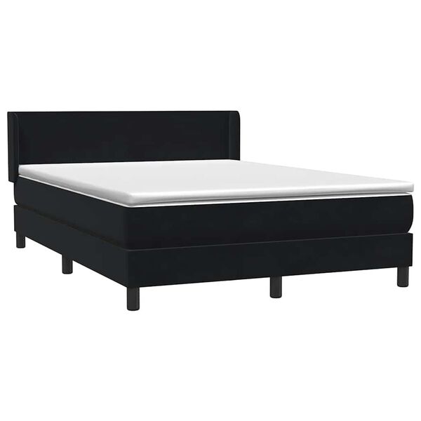vidaXL Box spring postelja z vzmetnico črna 160x220 cm žamet