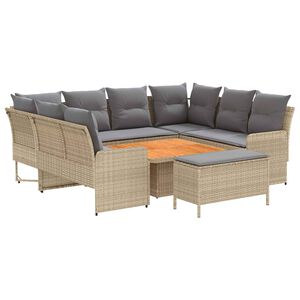 vidaXL Kompleti pohi&scaron;tva z blazino 7 pcs Bež in svetlo siva PE ratan