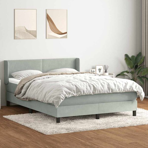 vidaXL Box spring postelja z vzmetnico svetlo siva 160x210 cm žamet