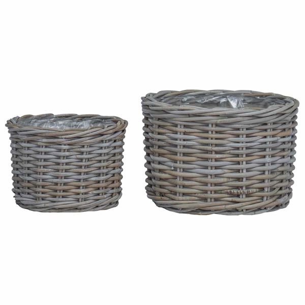 vidaXL Sedežna ko&scaron;ara s shranjevanjem 2 pcs Siva Kubu rattan