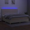 vidaXL Box spring postelja z vzmetnico LED krem 200x200 cm blago
