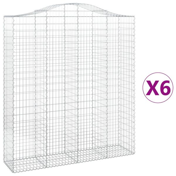 vidaXL Obokane gabion košare 6 kosi 200x50x220/240 cm pocinkano železo