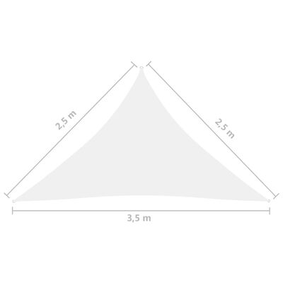 vidaXL Senčno jadro oksford blago trikotno 2,5x2,5x3,5 m belo