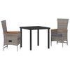 vidaXL Komplet za jedilnico v vrtu z blazino 5 pcs Siva Poly ratan