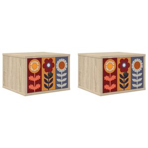 vidaXL Stenska nočna omarica ESSEN 2 kos Sonoma hrast 36 x 33 x 25 cm