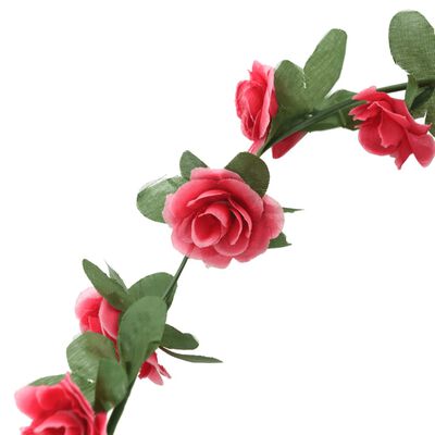 vidaXL Girlanda iz umetnega cvetja 6 kosov rožnato rdeča 250 cm