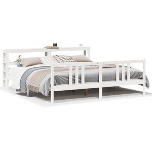vidaXL Posteljni okvir z vzglavjem brez vzmetnice bel 200x200 cm