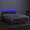 vidaXL Box spring postelja z vzmetnico LED taupe 140x190 cm blago