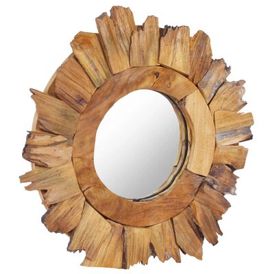 vidaXL Stensko ogledalo 40 cm iz tikovine okroglo