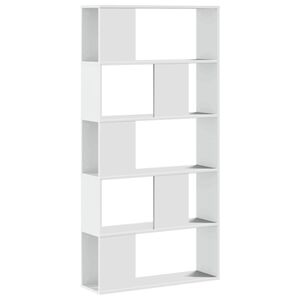 vidaXL Knjižna omara 5-nadstropna bela 80,5x23,5x162,5 cm inž. les