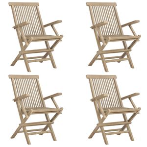 vidaXL Zložljivi stoli 4 kosi sivi 56x61x89 cm masivni tikovina