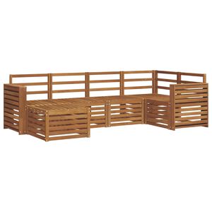 vidaXL Kotna sedežna garnitura 6 pcs Naravna Masiven les akacije