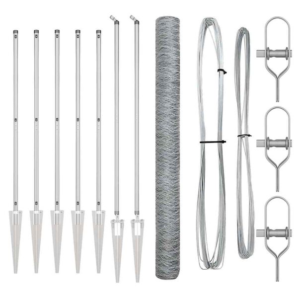 vidaXL Steber ograje. srebrna 10 x 1,6 m (50 mm mreža) Jeklo