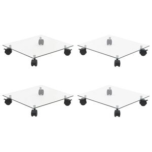 vidaXL Vozički za rastline 4 kosi 35x35 cm kaljeno steklo kvadratni