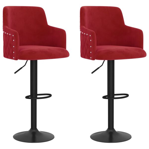 vidaXL Barski stolčki 2 kosa vinsko rdeč žamet