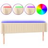 vidaXL LED posteljno vzglavje krem 203x16x78/88 cm blago