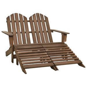 vidaXL Vrtni stol Adirondack za 2 osebi z naslonom za noge rjav