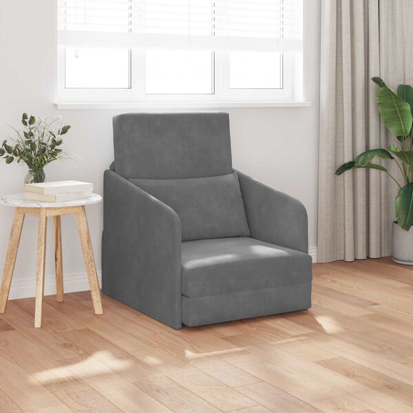vidaXL Sofa postelja Temno siva 65 x 80 x 83 cm Žamet