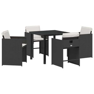 vidaXL Komplet za jedilnico v vrtu 5 pcs Črna poli ratan