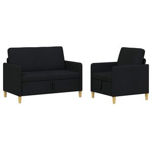 vidaXL Sofa set z shrambo 2 kos Črna Poliester