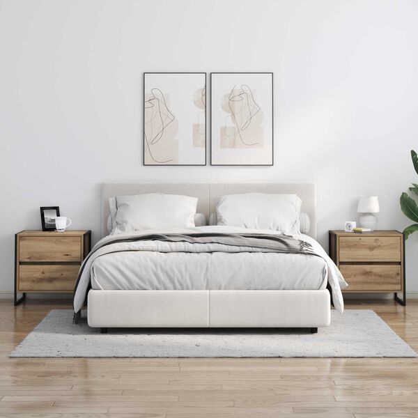 vidaXL Nočna omarica s predalom Oreh 50 x 39.5 x 50 cm Konstruiran les