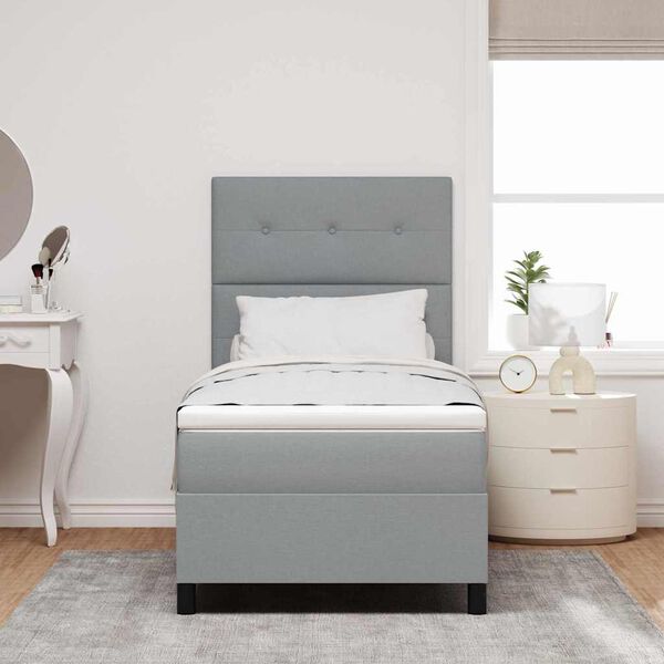 vidaXL Postelja z vzmetnico z vzmetnico Svetlo siva 80 x 200 cm blago