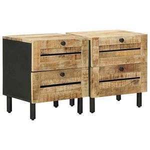 vidaXL Nočna omarica 2 kos Naravna 40 x 33 x 46 cm Masiven les manga