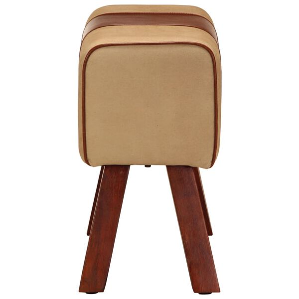 vidaXL Telovadna klop 58 cm rjava pravo usnje in trden mangov les