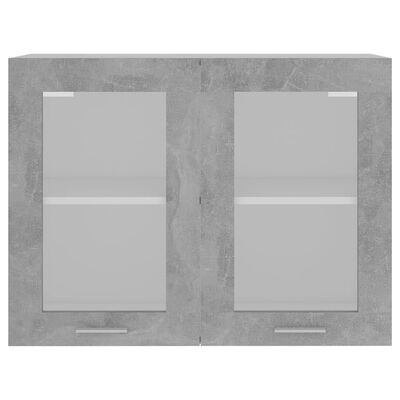 vidaXL Viseča steklena omarica betonsko siva 80x31x60 cm iverna plošča