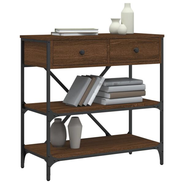 vidaXL Konzolna mizica rjav hrast 75x34,5x75 cm inženirski les