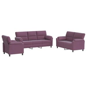 vidaXL Kavčna garnitura 3 pcs Vijolična Žamet