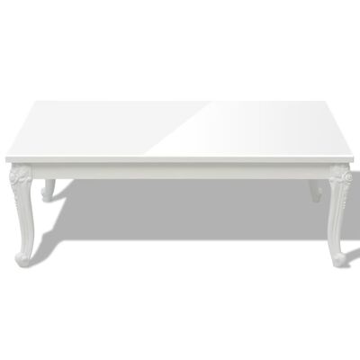 vidaXL Klubska mizica 115x65x42 cm visok sijaj bela