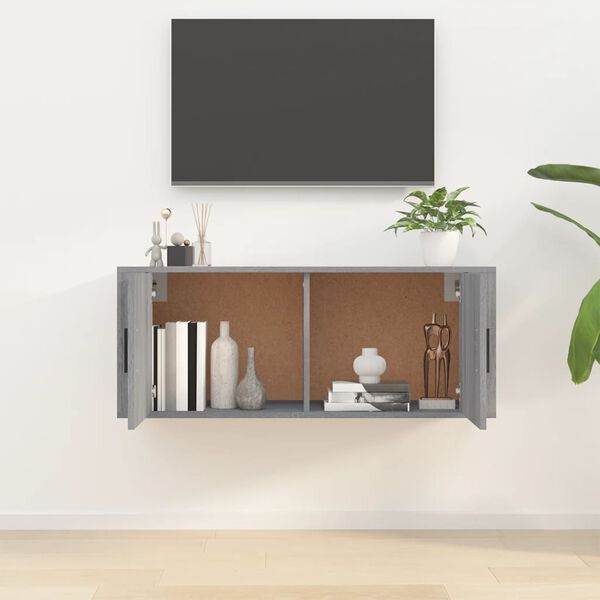 vidaXL Stenska TV omarica siva sonoma 100x34,5x40 cm