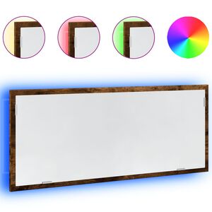 vidaXL LED kopalni&scaron;ko ogledalo dimljeni hrast 100x8,5x37 cm inž. les