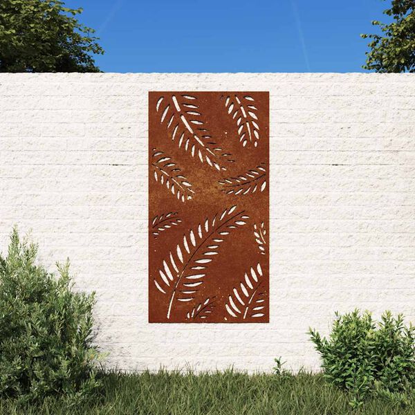 vidaXL Vrtna stenska dekoracija 105x55 cm corten jeklo drevo