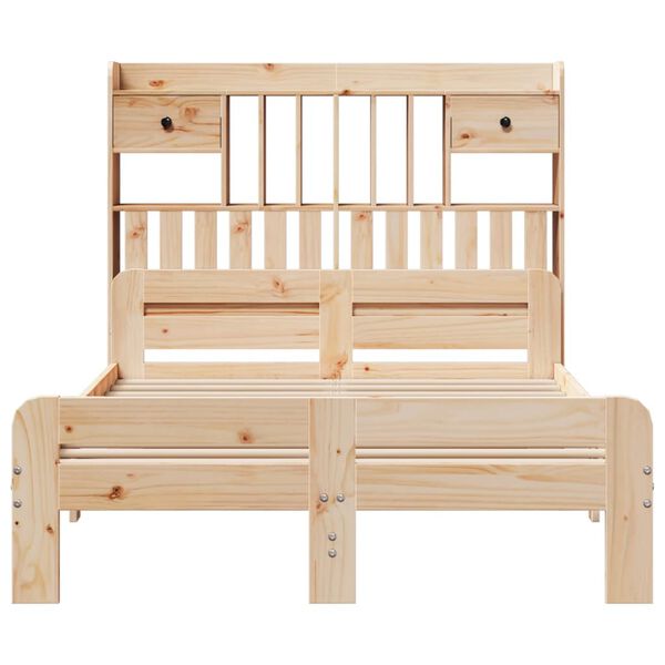 vidaXL Posteljni okvir brez vzmetnice 135x190 cm trdna borovina