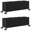 vidaXL Vrtna korita s kolesi 2 kosa črna 107x32x38 cm poli ratan