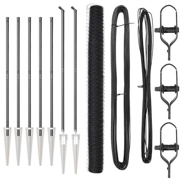 vidaXL Steber ograje. Siva 10 x 1,6 m (36 mm mreža) Jeklo in PVC