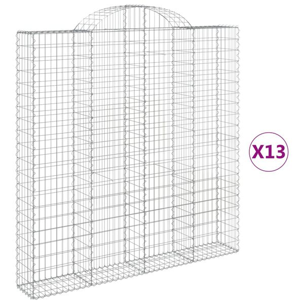 vidaXL Obokane gabion ko&scaron;are 13kosov 200x30x200/220cm pocinkano železo