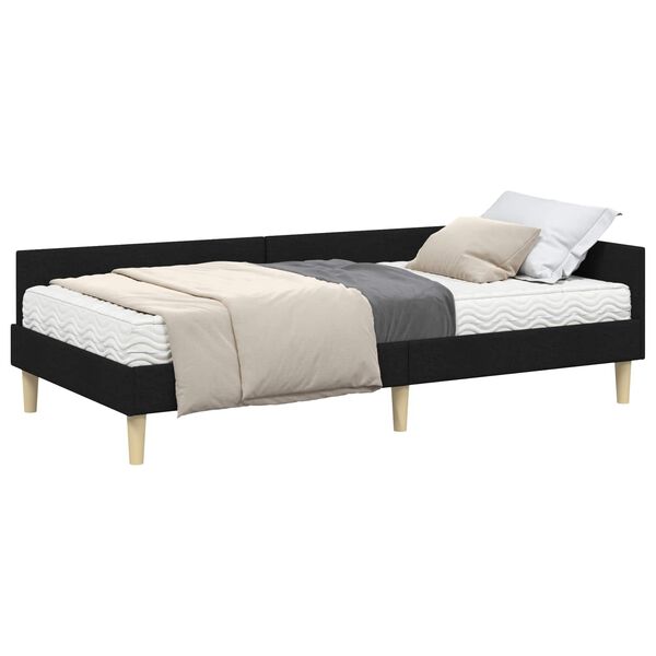 vidaXL Kotni okvir postelje z matrico z vzmetnico 2 pcs Zelena blago